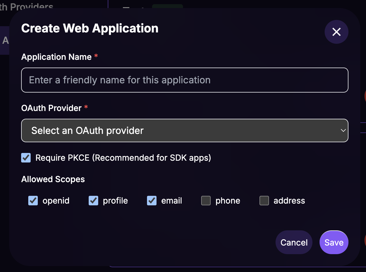 Add Web App Form