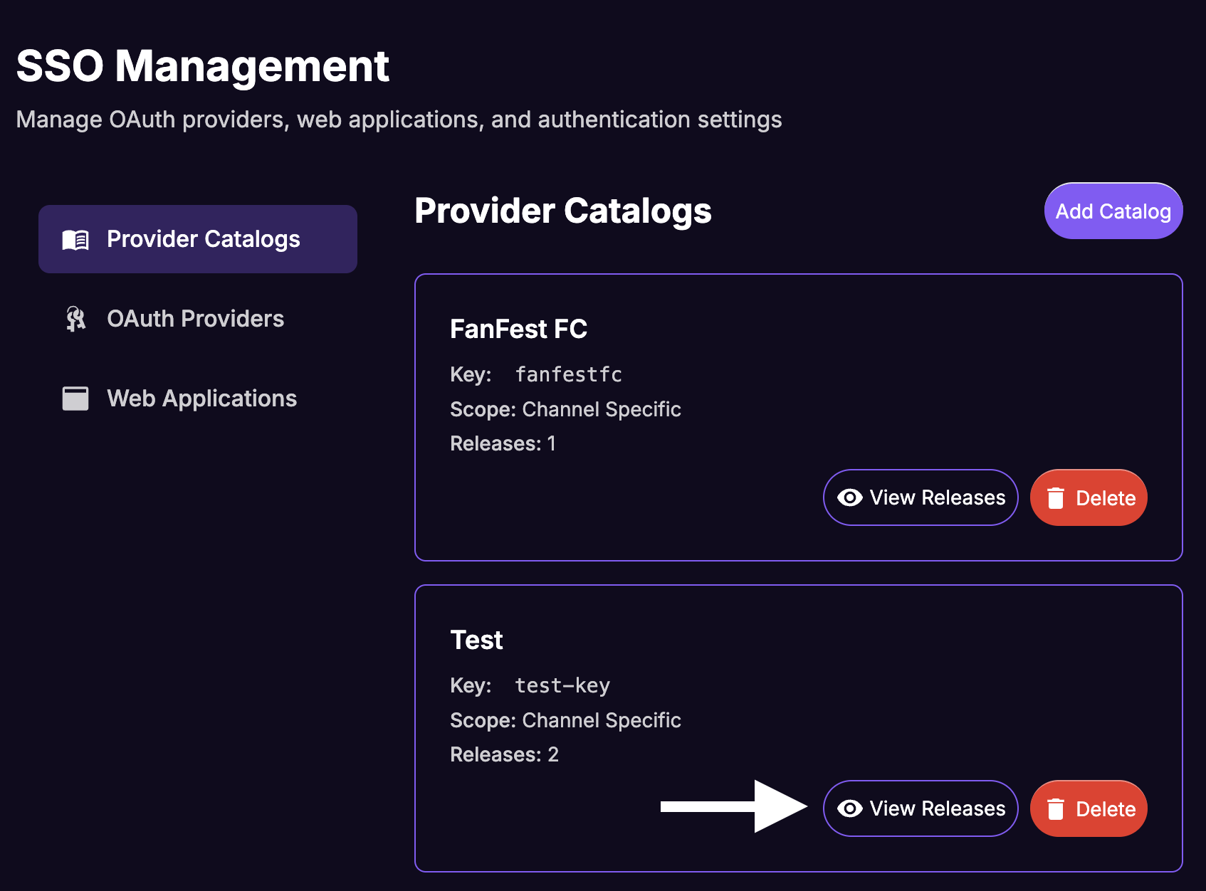 View Releases Button
